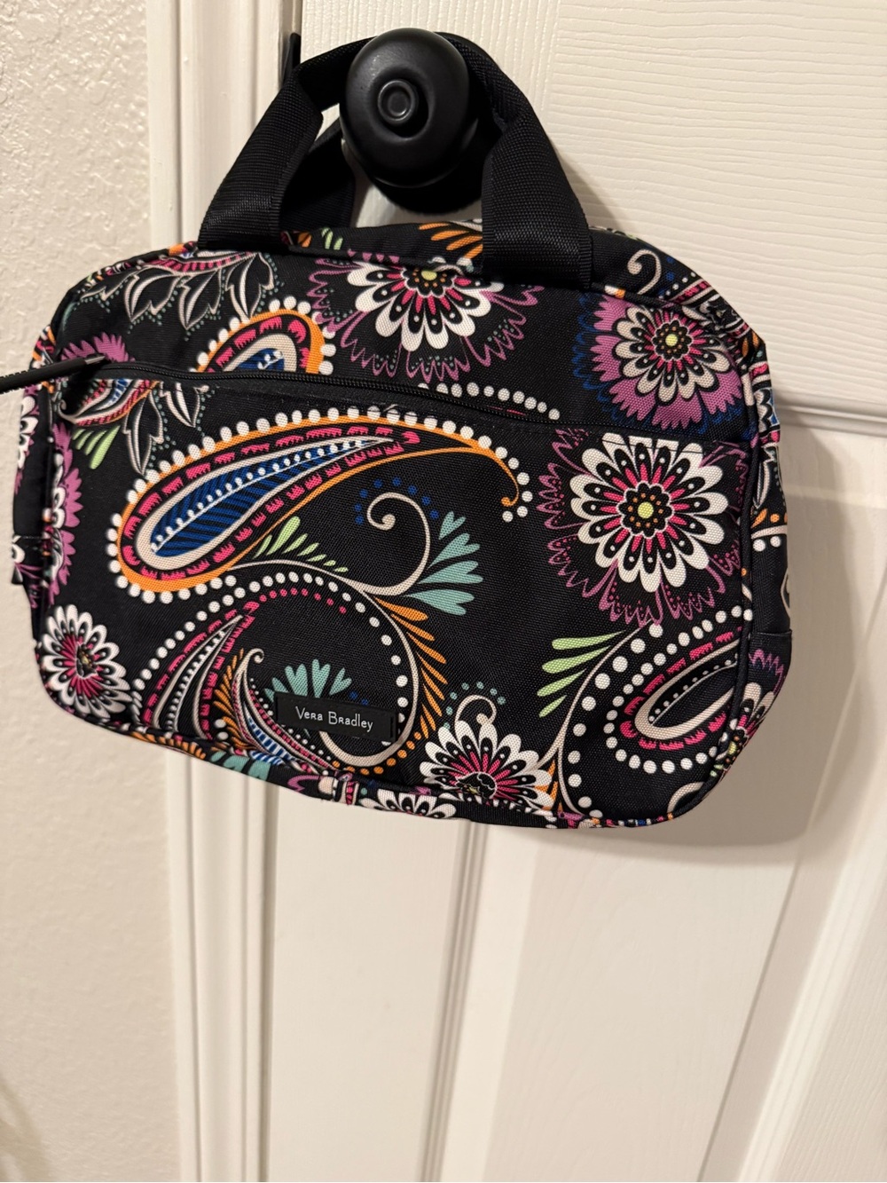 Vera Bradley Black Paisley & Floral Zip Cosmetic Tote